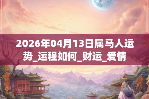 2026年04月13日属马人运势_运程如何_财运_爱情 2026年04月13日属马人运势_运程如何_财运_爱情