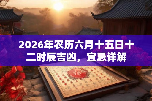 2026年农历六月十五日十二时辰吉凶，宜忌详解