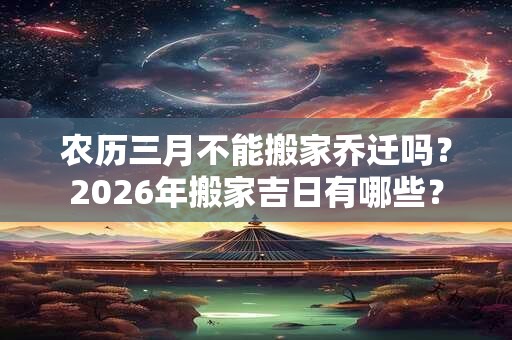 农历三月不能搬家乔迁吗？2026年搬家吉日有哪些？