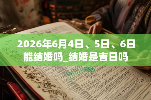 2026年6月4日、5日、6日能结婚吗_结婚是吉日吗