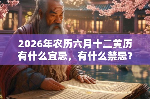 2026年农历六月十二黄历有什么宜忌，有什么禁忌？
