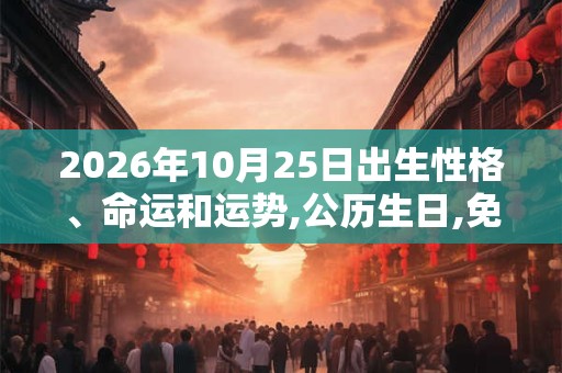 2026年10月25日出生性格、命运和运势,公历生日,免费算命