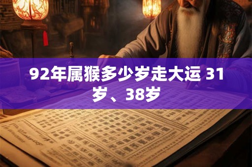 92年属猴多少岁走大运 31岁、38岁