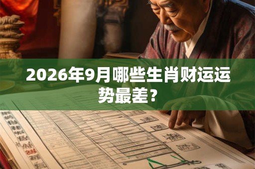 2026年9月哪些生肖财运运势最差？