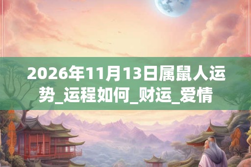 2026年11月13日属鼠人运势_运程如何_财运_爱情