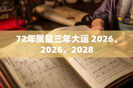 72年属鼠三年大运 2026、2026、2028