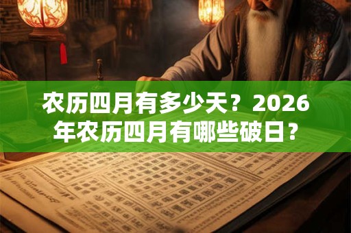 农历四月有多少天？2026年农历四月有哪些破日？