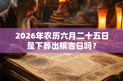 2026年农历六月二十五日是下葬出殡吉日吗？