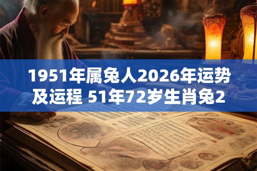 1951年属兔人2026年运势及运程 51年72岁生肖兔2026年每月运势