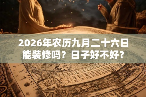 2026年农历九月二十六日能装修吗？日子好不好？
