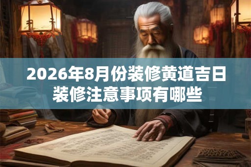 2026年8月份装修黄道吉日 装修注意事项有哪些