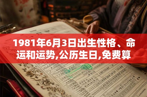 1981年6月3日出生性格、命运和运势,公历生日,免费算命