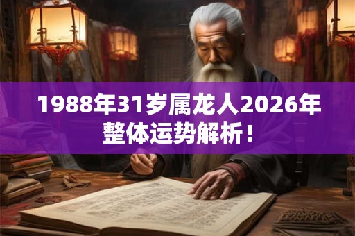 1988年31岁属龙人2026年整体运势解析！