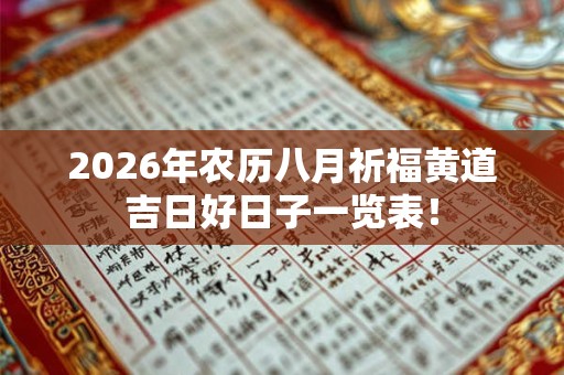 2026年农历八月祈福黄道吉日好日子一览表！