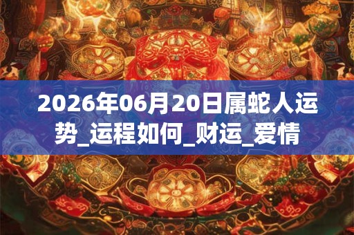 2026年06月20日属蛇人运势_运程如何_财运_爱情 2026年06月20日属蛇人运势_运程如何_财运_爱情