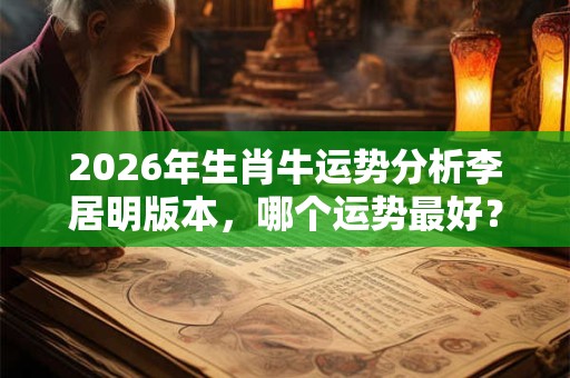2026年生肖牛运势分析李居明版本,哪个运势最好? 2026年生肖牛运势分析李居明版本,哪个运势最好?