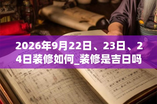 2026年9月22日、23日、24日装修如何_装修是吉日吗