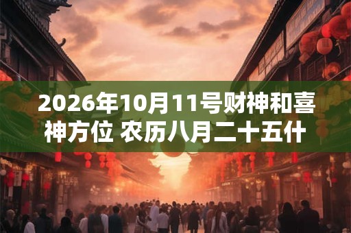 2026年10月11号财神和喜神方位 农历八月二十五什么时辰吉