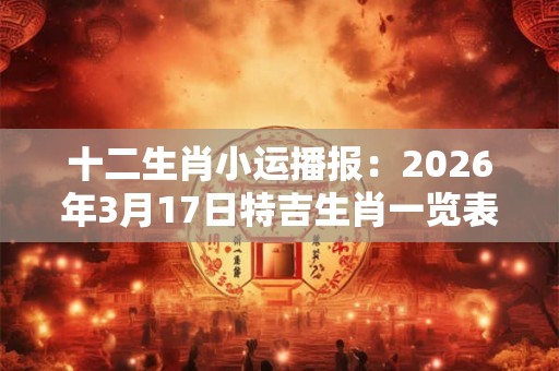 十二生肖小运播报：2026年3月17日特吉生肖一览表