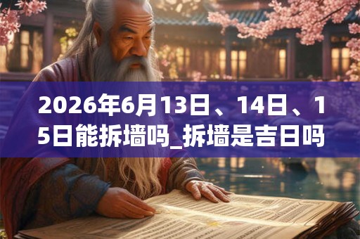 2026年6月13日、14日、15日能拆墙吗_拆墙是吉日吗 2026年6月13日、14日、15日能拆墙吗_拆墙是吉日吗