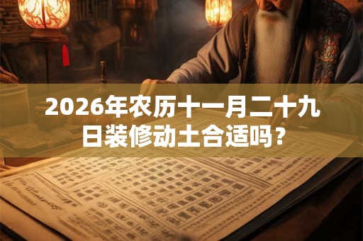 2026年农历十一月二十九日装修动土合适吗？