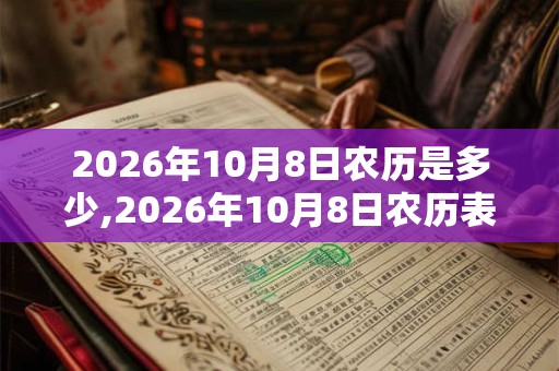 2026年10月8日农历是多少,2026年10月8日农历表