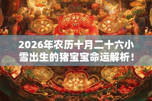 2026年农历十月二十六小雪出生的猪宝宝命运解析! 2026年农历十月二十六小雪出生的猪宝宝命运解析!