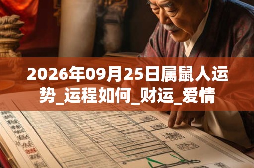 2026年09月25日属鼠人运势_运程如何_财运_爱情