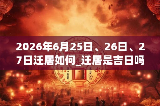 2026年6月25日、26日、27日迁居如何_迁居是吉日吗