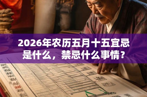 2026年农历五月十五宜忌是什么，禁忌什么事情？