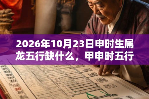 2026年10月23日申时生属龙五行缺什么，甲申时五行缺什么