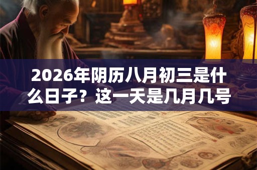 2026年阴历八月初三是什么日子？这一天是几月几号