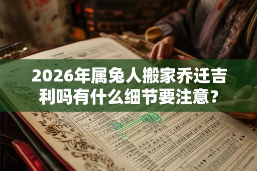 2026年属兔人搬家乔迁吉利吗有什么细节要注意？