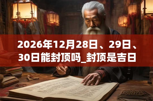 2026年12月28日、29日、30日能封顶吗_封顶是吉日吗 2026年12月28日、29日、30日能封顶吗_封顶是吉日吗