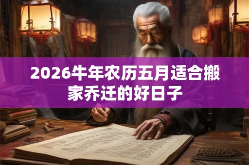 2026牛年农历五月适合搬家乔迁的好日子