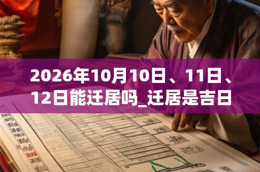 2026年10月10日、11日、12日能迁居吗_迁居是吉日吗