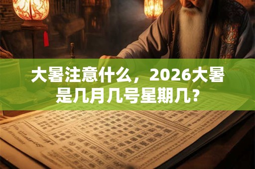 大暑注意什么，2026大暑是几月几号星期几？
