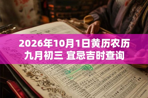 2026年10月1日黄历农历九月初三 宜忌吉时查询 2026年10月1日黄历农历九月初三 宜忌吉时查询