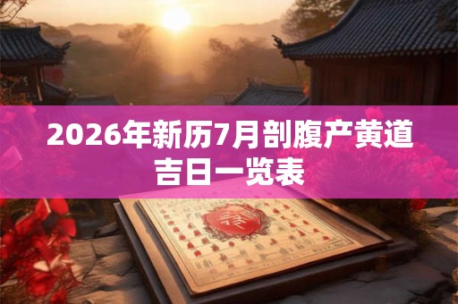 2026年新历7月剖腹产黄道吉日一览表