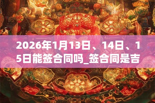 2026年1月13日、14日、15日能签合同吗_签合同是吉日吗