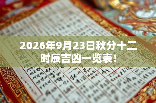 2026年9月23日秋分十二时辰吉凶一览表！