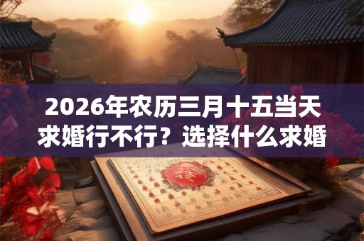 2026年农历三月十五当天求婚行不行？选择什么求婚几率高？