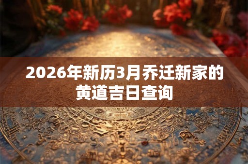 2026年新历3月乔迁新家的黄道吉日查询