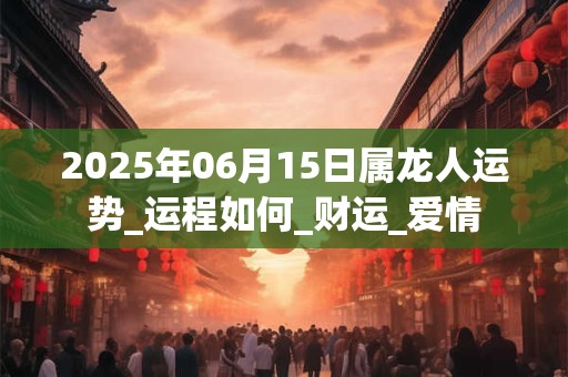 2025年06月15日属龙人运势_运程如何_财运_爱情 2025年06月15日属龙人运势_运程如何_财运_爱情