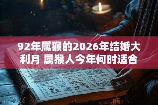 92年属猴的2026年结婚大利月 属猴人今年何时适合结婚 92年属猴的2026年结婚大利月 属猴人今年何时适合结婚