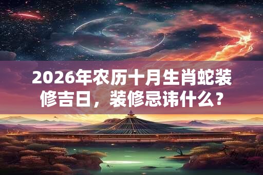 2026年农历十月生肖蛇装修吉日,装修忌讳什么? 2026年农历十月生肖蛇装修吉日,装修忌讳什么?
