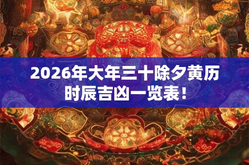 2026年大年三十除夕黄历时辰吉凶一览表！