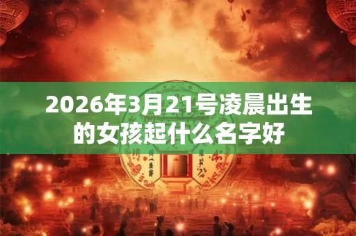 2026年3月21号凌晨出生的女孩起什么名字好