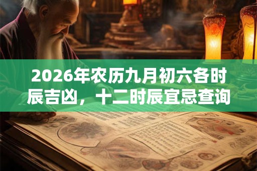 2026年农历九月初六各时辰吉凶，十二时辰宜忌查询