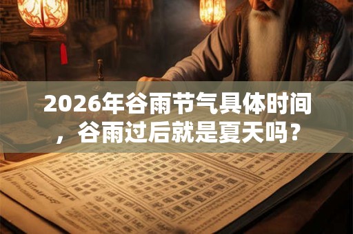 2026年谷雨节气具体时间,谷雨过后就是夏天吗? 2026年谷雨节气具体时间,谷雨过后就是夏天吗?